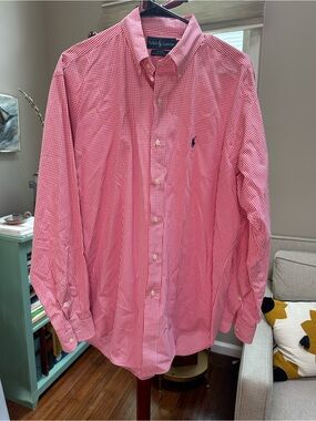 Ralph Lauren Blake Shirt Mens M Medium Pink Gingham Check Cotton Button Down